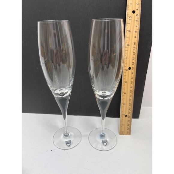 Orrefors Intermezzo Champagne Flutes 250ml Erika Lagerbielke Design Black Stem - Picture 4 of 7